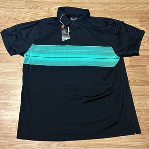 Under Armour Black & Sea Green Golf Shirt  - Loose Fit - HeatGear - Size 2XL